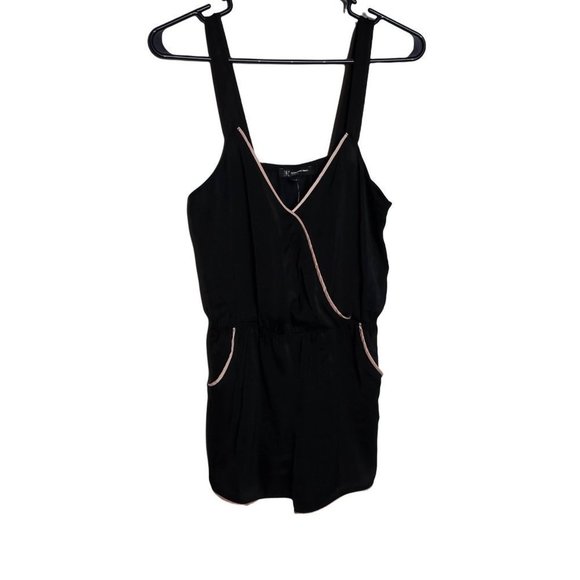 NEW INC Satin Contrast Trim Romper Small - Picture 2 of 3